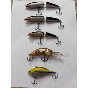 Vintage Lot of 5 Rapala, Rebel, Megabass Lures